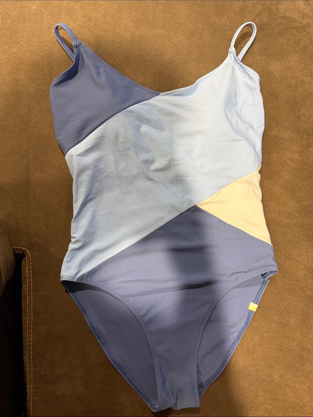summersalt Colorblock One-Piece Swimsuit in Light Blue, blue, white
